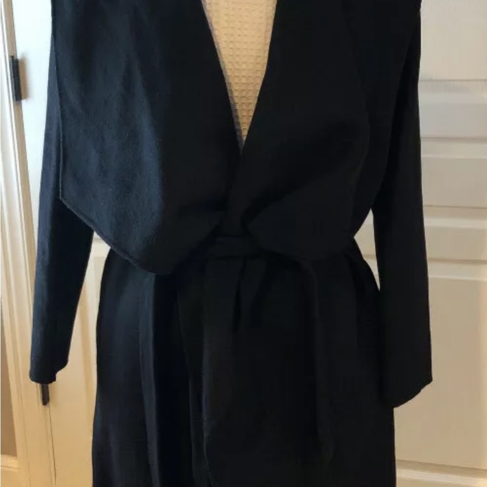 Soia & Kyo Samia Wool Wrap Coat With Hood Black Large NWT